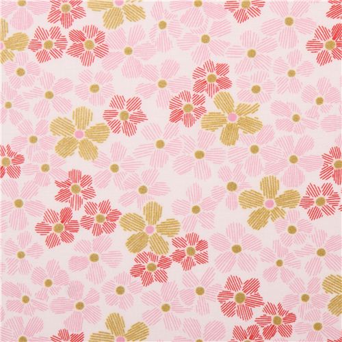 white flower stripe blossom glitter fabric Pink by Michael Miller USA ...