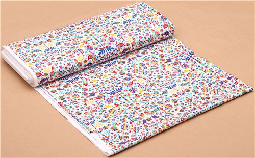 white folclore fabric Timeless Treasures Mexican Embroidery 3