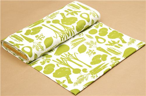white food fabric with green vegetables Alexander Henry USA 3