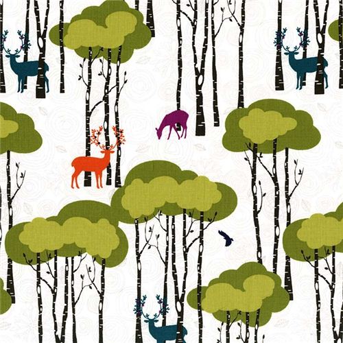 white forest stag Michael Miller fabric Open Season Rustique 1