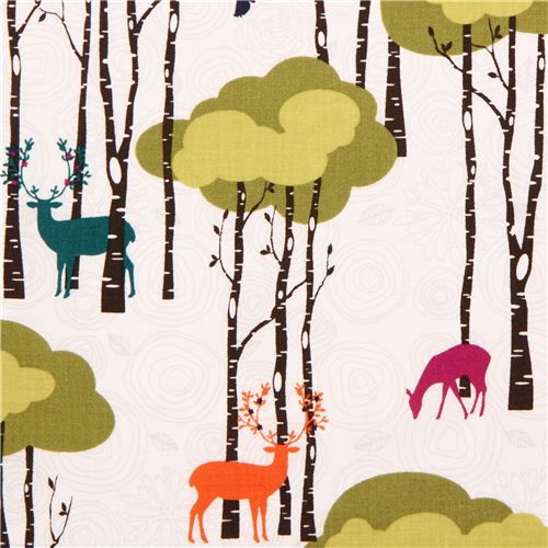 white forest stag Michael Miller fabric Open Season Rustique 2