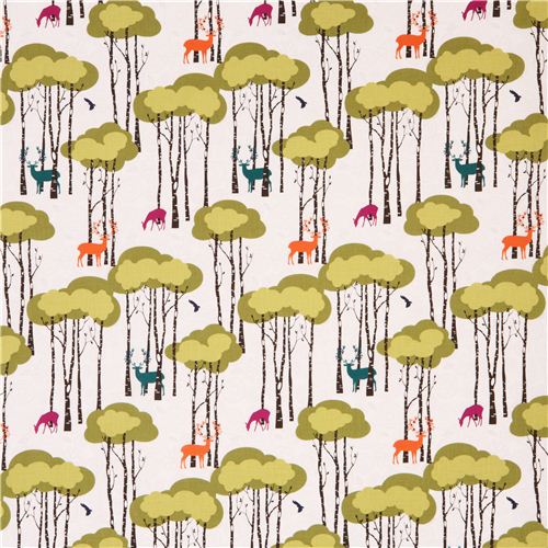 white forest stag Michael Miller fabric Open Season Rustique 3