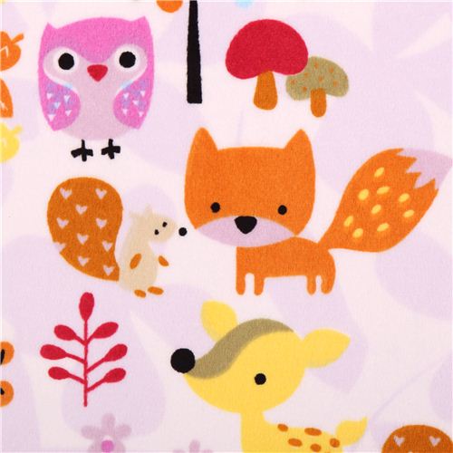 white fox forest animal minky fabric fleece plush USA 1