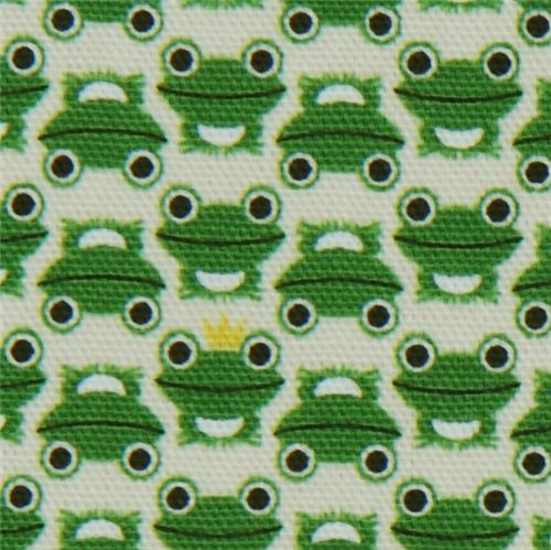 white frogs Kokka oxford cloth fabric kawaii from Japan 1