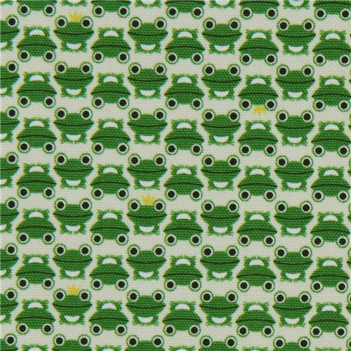 white frogs Kokka oxford cloth fabric kawaii from Japan 2