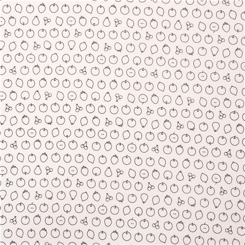 white fruit sketch apple pear cherry algod�n fabric from Japan 2