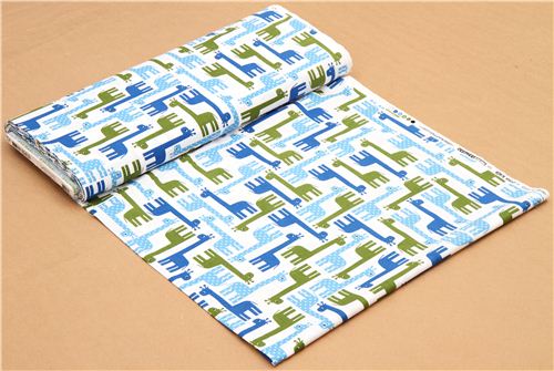 wei�er Giraffe Tier Stoff blau-gr�n Robert Kaufman 3