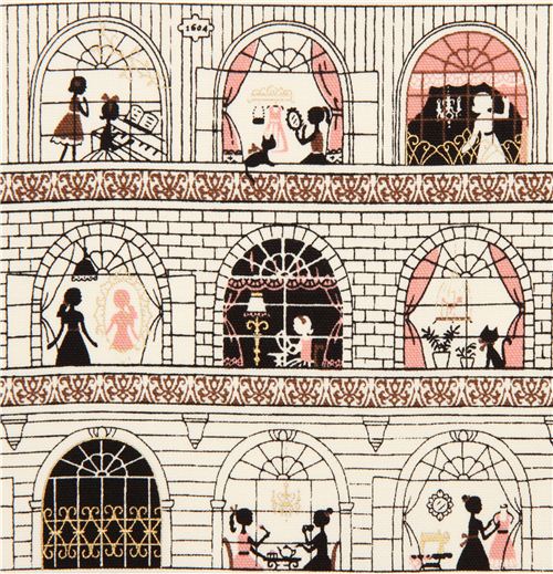 white girls in windows oxford fabric par Kokka 1
