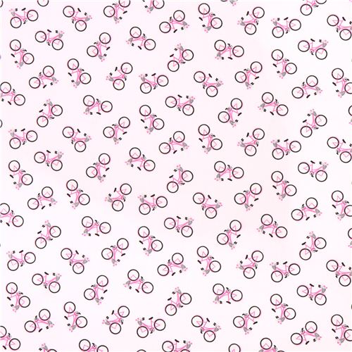 white glitter bicycle fabric with flowers by Timeless Treasures USA 3