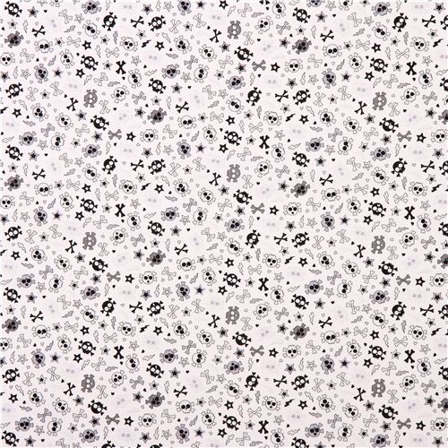weißer Glitzer Skulls Totenkopf Stern Stoff von Timeless Treasures  2