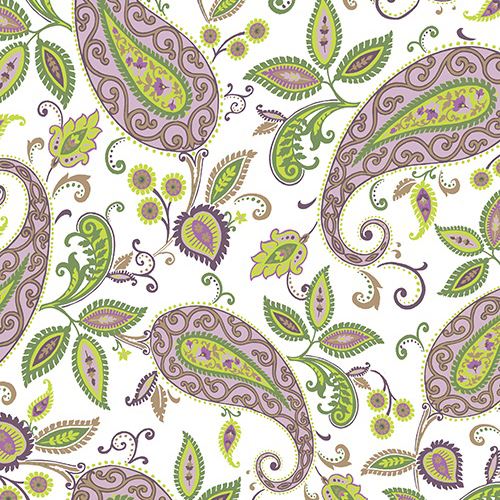 white green Paisley leaf print fabric Quilting Treasures 'Devon ...