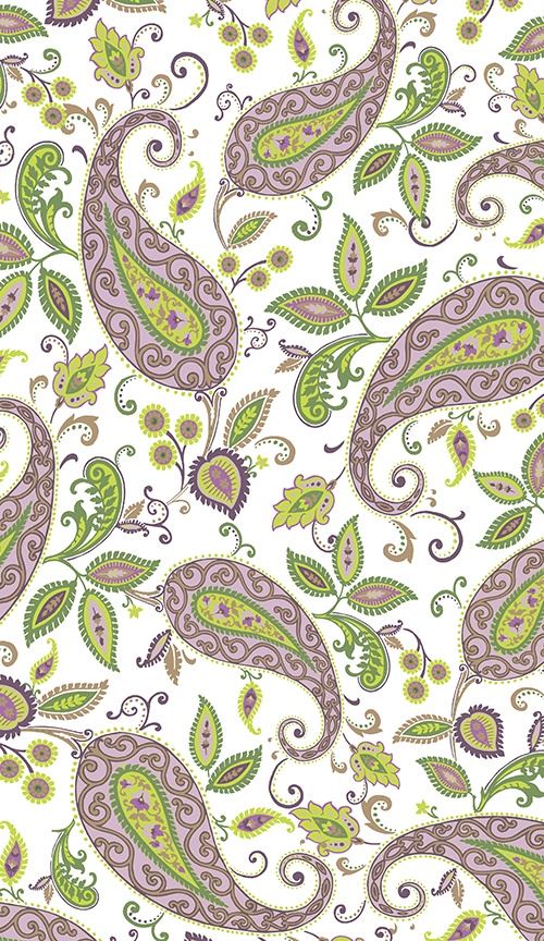 white green Paisley leaf print fabric Quilting Treasures 'Devon