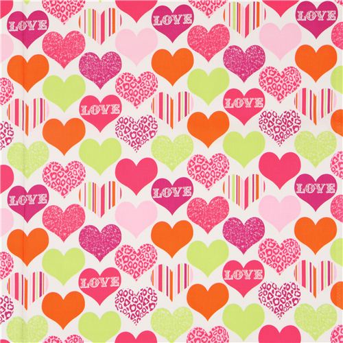wei�er Herzen Stoff Love von Michael Miller USA 2