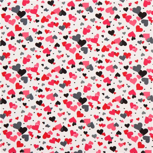 white hearts fabric red pink grey by Robert Kaufman USA Fabric by ...