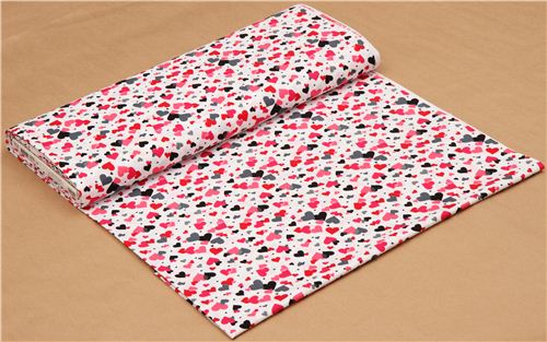 wei�er Herzen Stoff rot rosa grau von Robert Kaufman USA 3