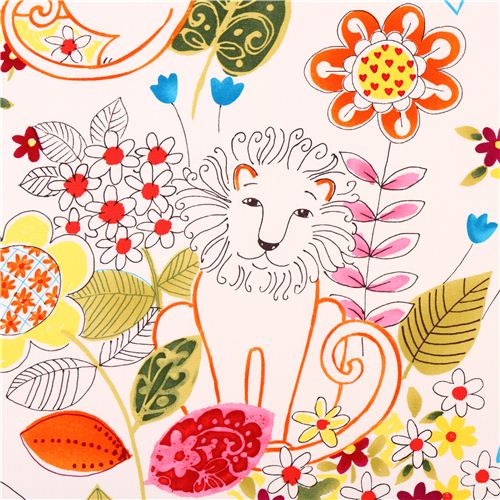 white heavy oxford lion fabric Alexander Henry Home Decor 1