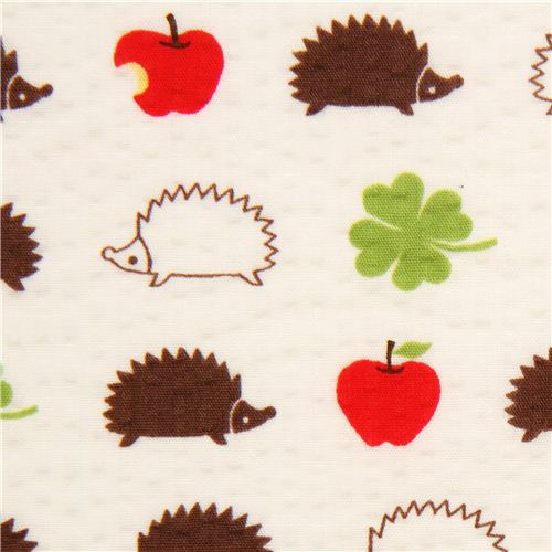 white hedgehog seersucker Poplin fabric Cosmo Japan 1