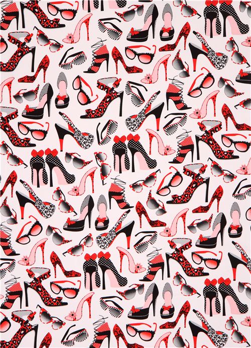 white high heels shoe fabric by Henry Glass 3