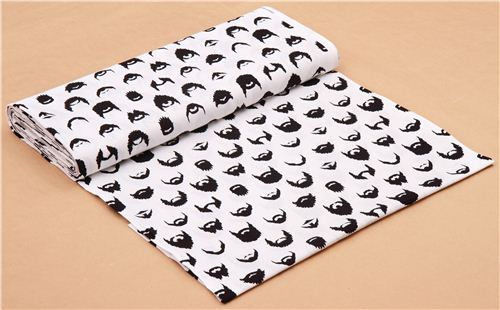 white hipster beard fabric Robert Kaufman Brilliant Beards 3