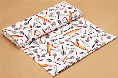 white kitchen accessories fabric Robert Kaufman rolling pin 3