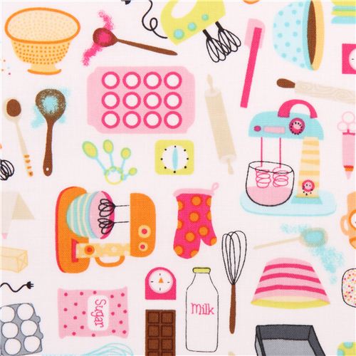 Tela blanca cocina utensilios repostería de Timeless Treasures Telas