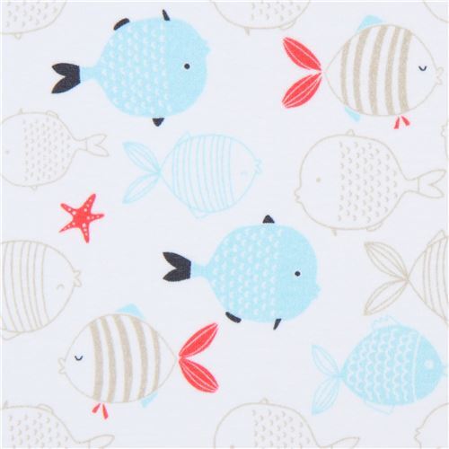 white knit fabric by Stof Fabrics with fish modeS4u