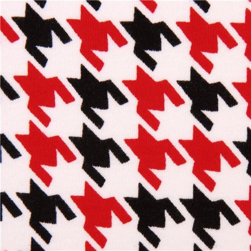 white knit fabric with black and red houndstooth Robert Kaufman USA
