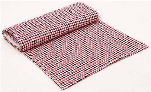 white knit fabric with black and red houndstooth Robert Kaufman USA 4
