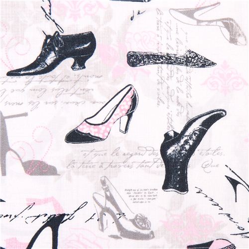 white ladies shoes designer fabric with high heels USA Fabric by Timeless  Treasures - modeS4u