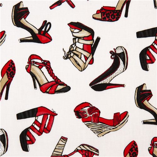 white ladies shoes designer fabric with high heels USA Fabric by Timeless  Treasures - modeS4u