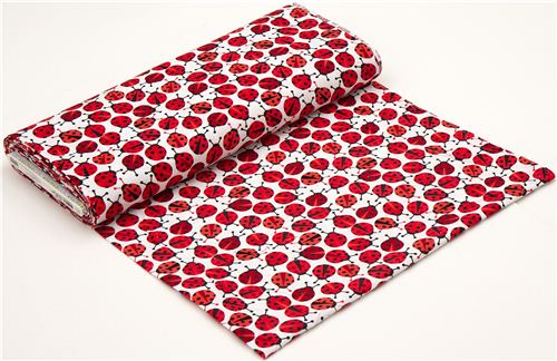 white ladybird corduroy fabric Robert Kaufman USA - Animal Fabric ...