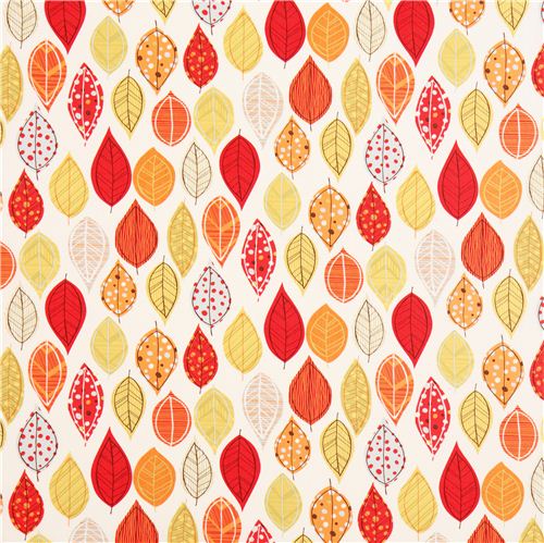 wei�er Blatt Stoff bunte Bl�tter Timeless Treasures USA 2