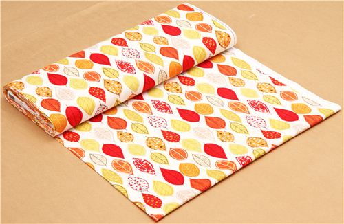 wei�er Blatt Stoff bunte Bl�tter Timeless Treasures USA 3