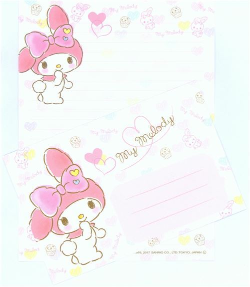 white letter set with envelopes with My Melody and small hearts - modeS4u