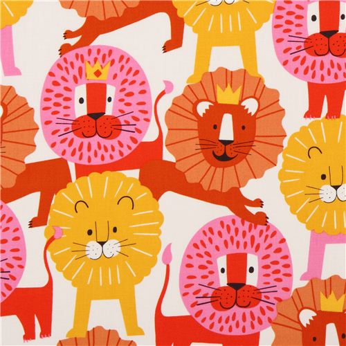 white lion king animal fabric by Alexander Henry USA 1