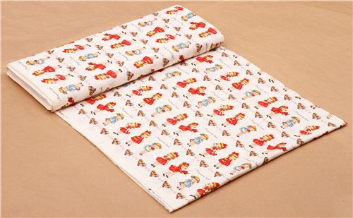 white little world girl flower heart stripe fabric 3