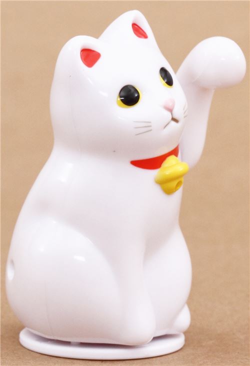 white lucky cat charm solar powered bobble paw toy from Japan modeS4u