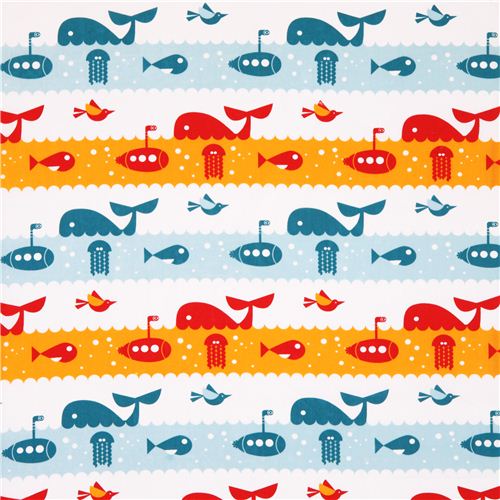 white maritime birch sea animal organic fabric Marine Life 2