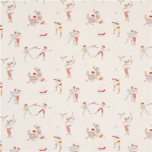 white maritime pirate fabric by Michael Miller USA 2