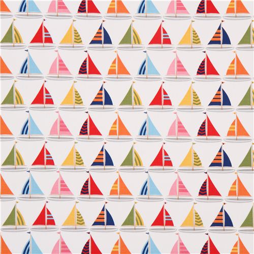 white maritime sailing boat fabric Michael Miller  2