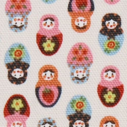 white matryoshka Kokka oxford cloth fabric kawaii Japan 1