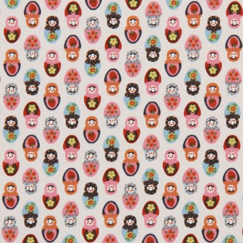 white matryoshka Kokka oxford cloth fabric kawaii Japan 2