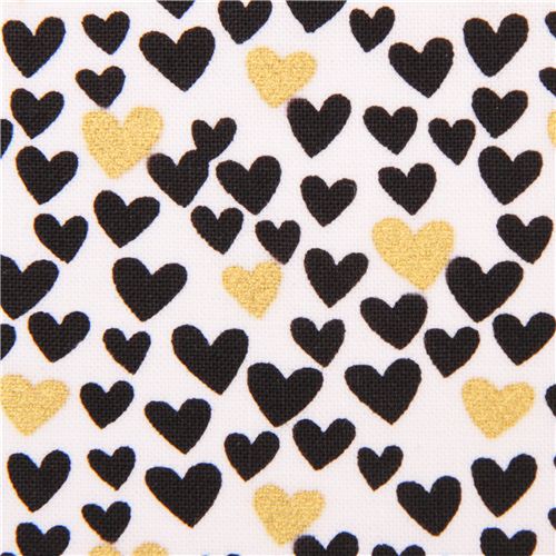 White Metallic Gold Timeless Treasures Hearts Love Fabric From The Usa 