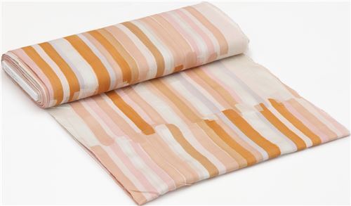 Fat Quarter (50 x 53 cm) - Tissu nani iro double gaze Kokka avec des rayures marron 4