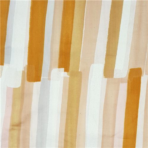 Fat Quarter (50 x 53 cm) - Tissu nani iro double gaze Kokka avec des rayures marron