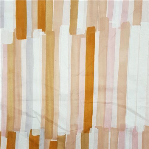 Fat Quarter (50 x 53 cm) - Tissu nani iro double gaze Kokka avec des rayures marron 3