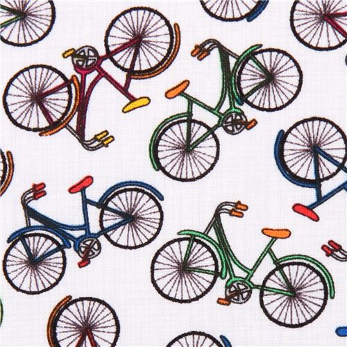 Tela blanca mini bicicletas para niños de Timeless Treasures - modesS4u