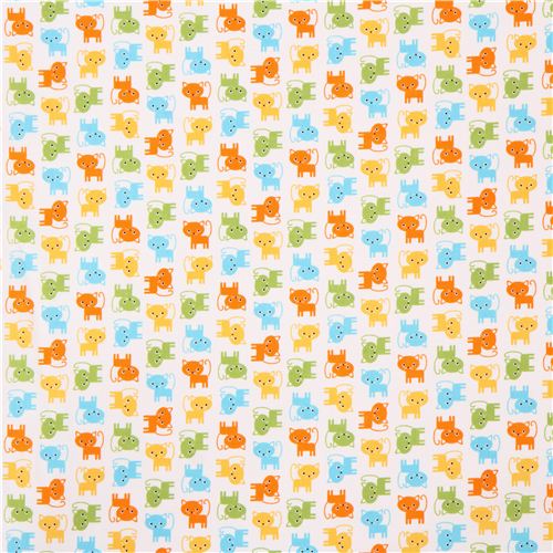 white mini cat fabric Urban Zoologie par Robert Kaufman USA 3