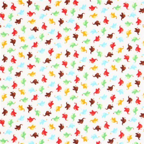 white mini elephant animal flannel fabric Timeless Treasures 2