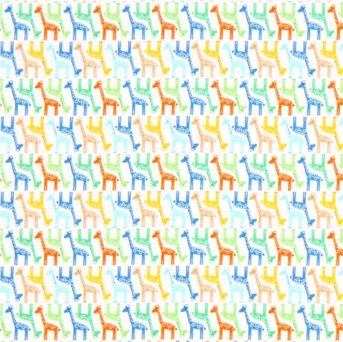 white mini giraffe animal flannel fabric Timeless Treasures 2